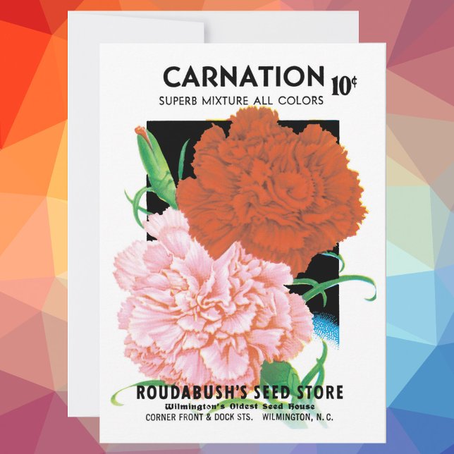 Vintage Seed Packet Label Art, Carnations Flowers (Criador carregado)