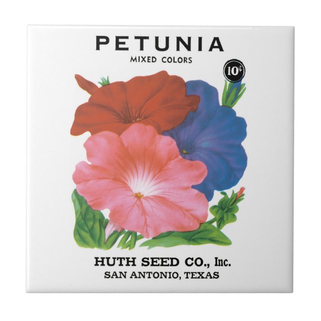 Vintage Seed Packet Label Art, Petunia Flowers (Frente)