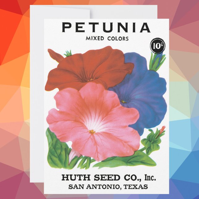 Vintage Seed Packet Label Art, Petunia Flowers (Criador carregado)