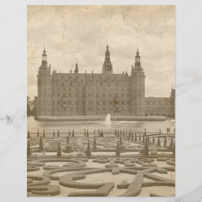 Vintage Sepia Castle Photo Scrapbook Paper (Frente)