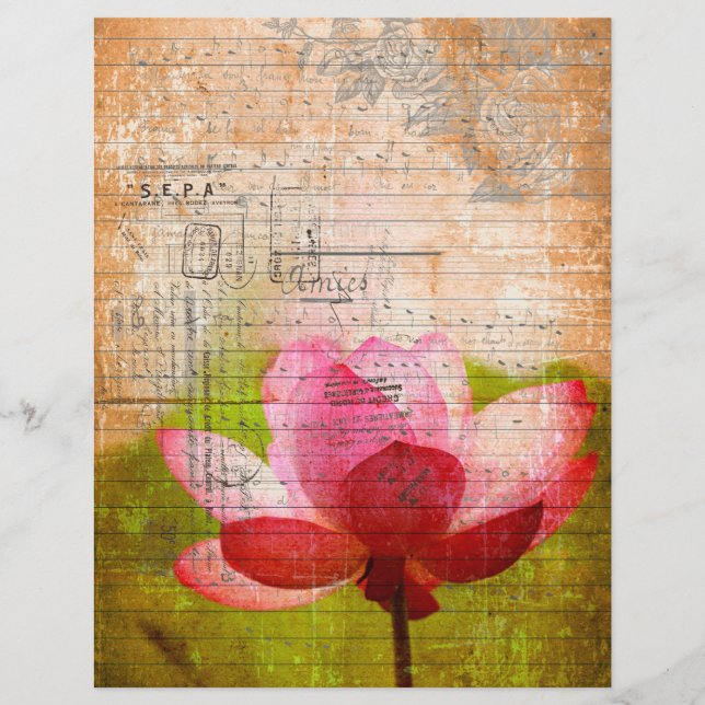 Vintage sepia floral antigo papel de manuscrito (Frente)