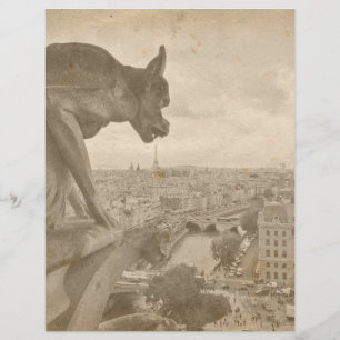 Vintage Sepia Paris Gargoyle - Papel Escrapbook