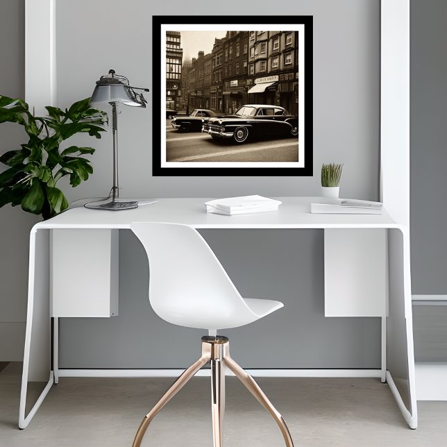 Vintage Sepia Scene 1940s Carro Fantasy Poster (Criador carregado)