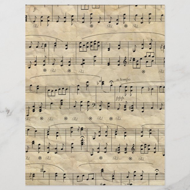 Vintage Sheet Music Notes Scrapbook Paper (Frente)