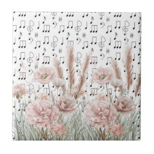 Vintage Sheet Music with Pink Peony Wilflower