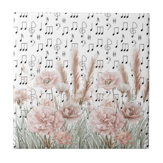 Vintage Sheet Music with Pink Peony Wilflower (Frente)