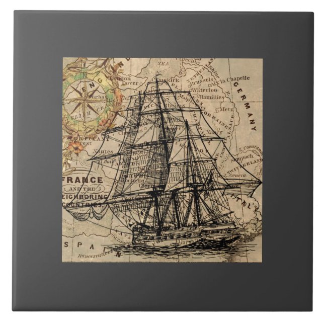 Vintage Ship And Map (Frente)