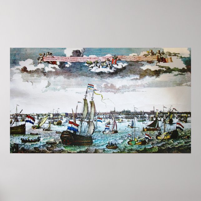 Vintage ships Amsterdam Poster (Frente)