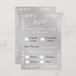 Vintage Silver & White Orncional Border RSVP
