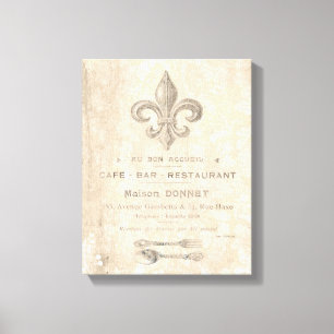 Vintage - sinal francês CAFE esticado canvas