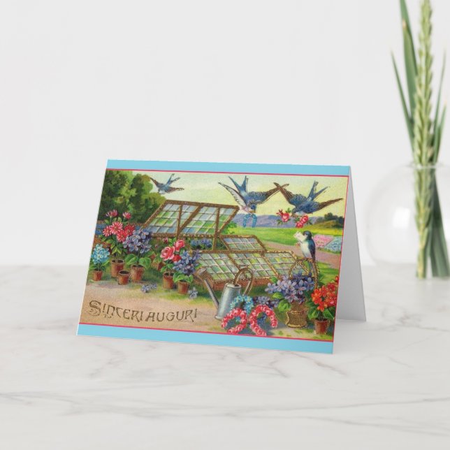 Vintage Sinceri Auguri Cartão de Aniversário Itali (Frente)