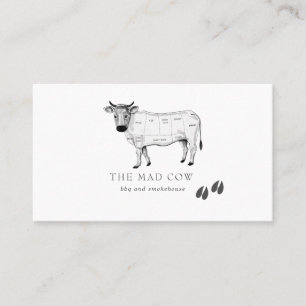 Vintage Sketch Butcher Cow Cartão de visita
