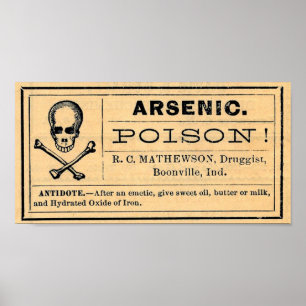 Vintage Skull Arsenic Rótulo Venenoso Poster