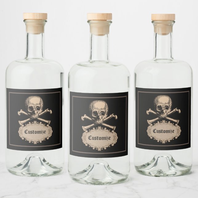 Vintage Skull & Crossbones Halloween (Garrafas)