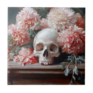 Vintage Skull e Rosa claro Flowers