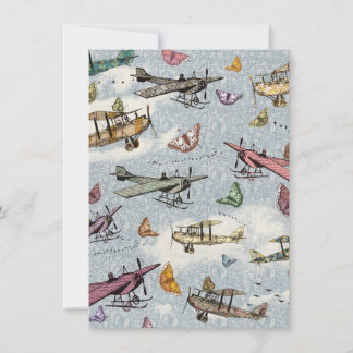Vintage Sky Planes&Butterflies Convite de Aniversá