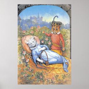 Vintage Sleeping Beauty Cat Poster