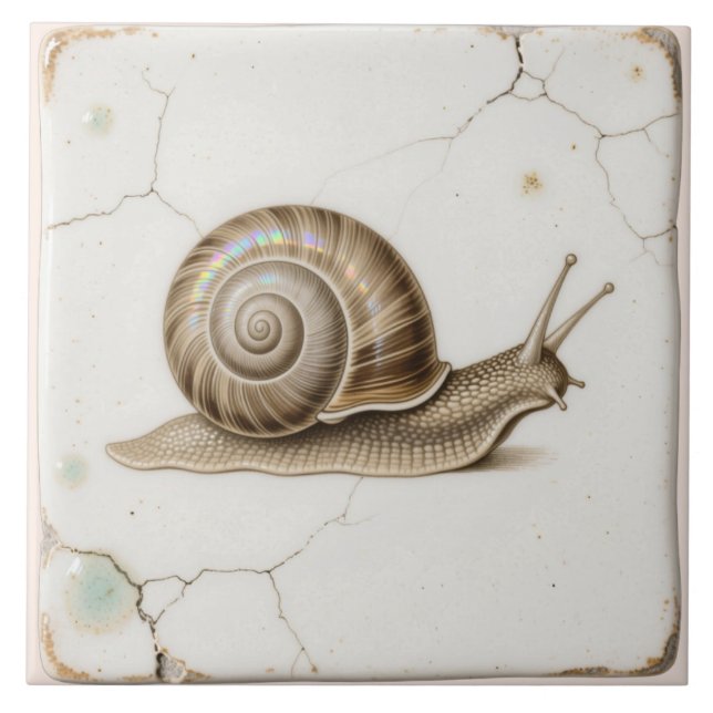 Vintage Snail Azulejo cerâmico (Frente)