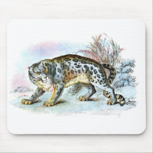 Vintage Snow Leopard Ilustração Mousepad
