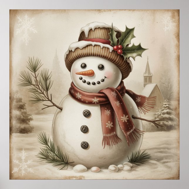 Vintage Snowman Poster (Frente)