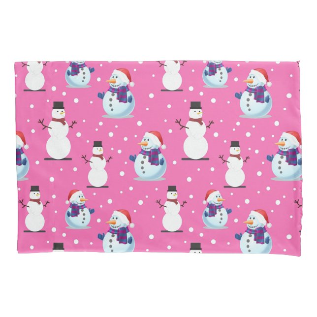 Vintage Snowmen Rosa Padrão de Fundo Rosa (Frente)