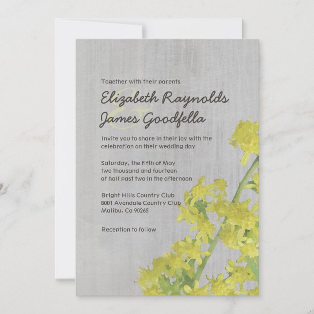Vintage Solidago Convites de Casamento (Frente)