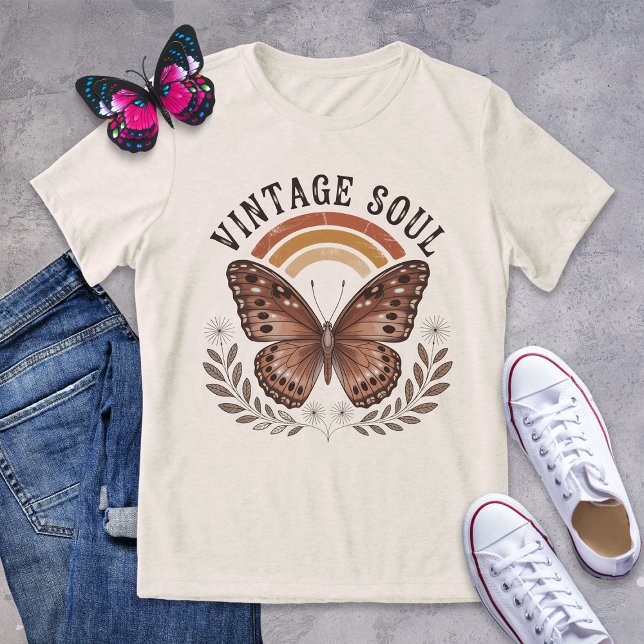 Vintage Soul Brown Butterfly Retro Shirt (Criador carregado)
