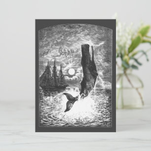 Vintage Sperm Whale Breaking, Animais Marinhos