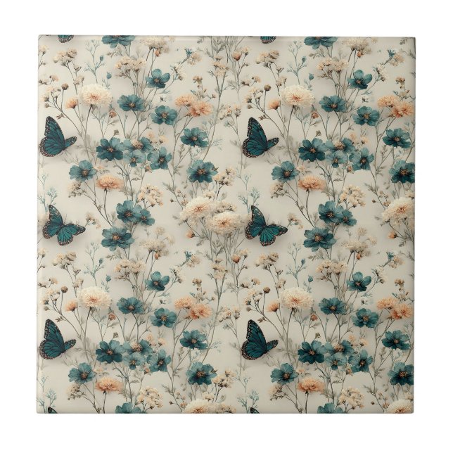 Vintage Spring Flowers and Butterflies (Frente)