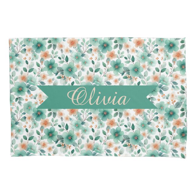 Vintage Spring Green Floral Personalized (Frente)