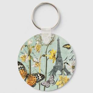 Vintage Springtime em Paris Eiffel Tower chaveiro