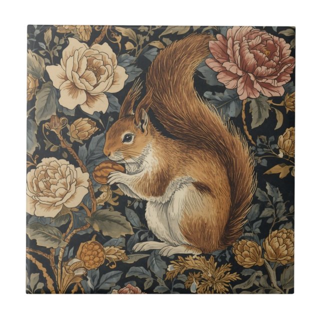 Vintage Squirrel and Flowers Pattern (Frente)