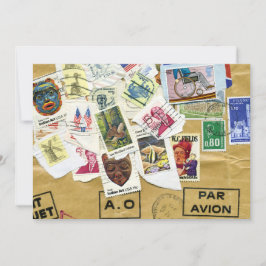 Vintage Stamp Collage Farewell Convite de festas