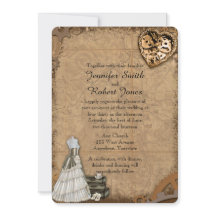 Vintage Steampunk Bride Wedde Convite