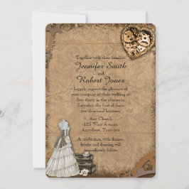 Vintage Steampunk Bride Wedde Convite