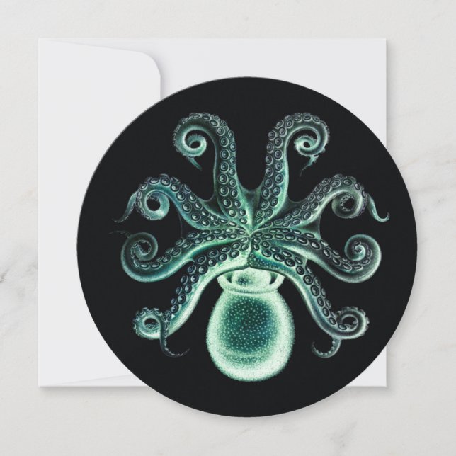 Vintage Steampunk Octopus - Teal (Frente)