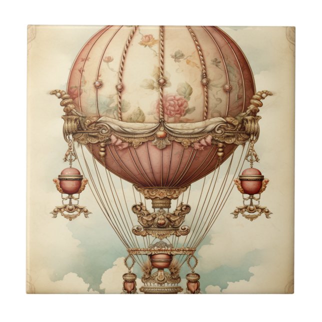 Vintage Steampunk Pink Air Balloon (Frente)