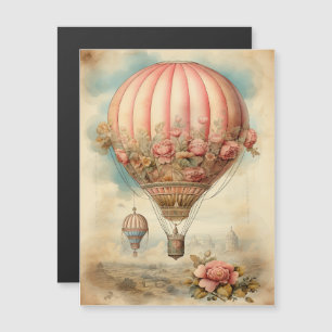 Vintage Steampunk Pink Floral Hot Air Balloon