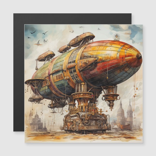 Vintage Steampunk Zeppelin (1) (Frente/Verso)