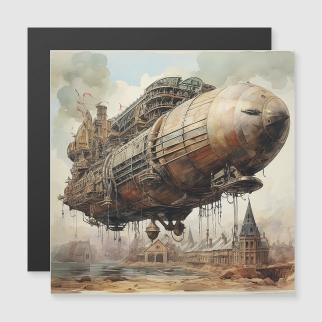 Vintage Steampunk Zeppelin (2) (Frente/Verso)