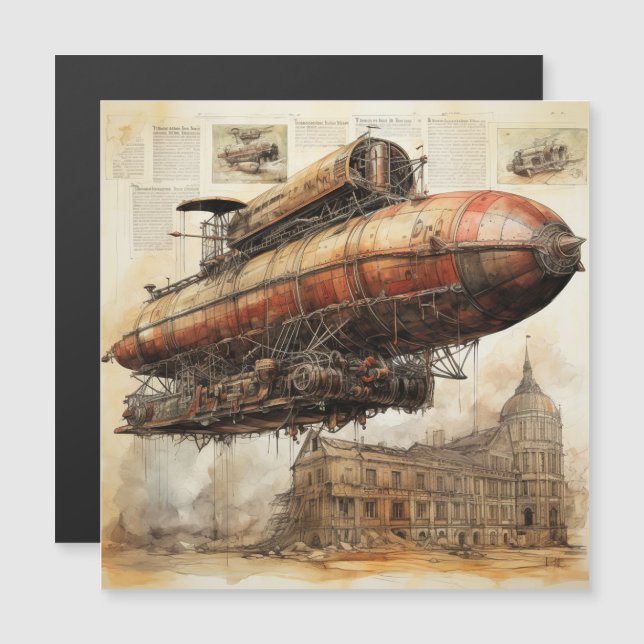 Vintage Steampunk Zeppelin (3) (Frente/Verso)