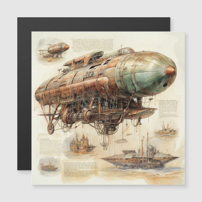 Vintage Steampunk Zeppelin (4) (Frente/Verso)