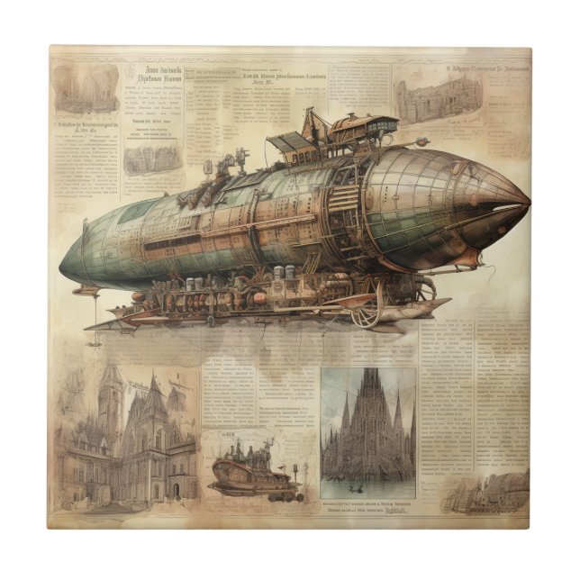 Vintage Steampunk Zeppelin (5) (Frente)