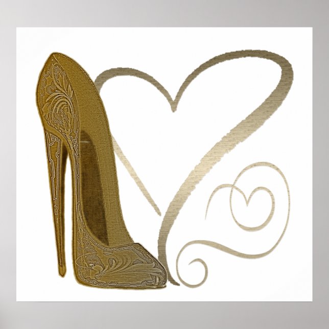 Vintage Stiletto Calçado Hearts Poster (Frente)