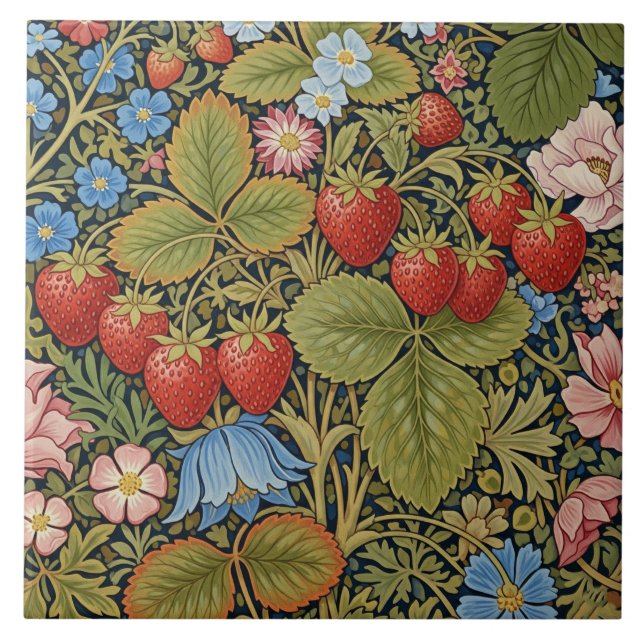Vintage Strawberries and Flowers  (Frente)