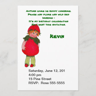 Vintage Strawberry Kid Convite de aniversário