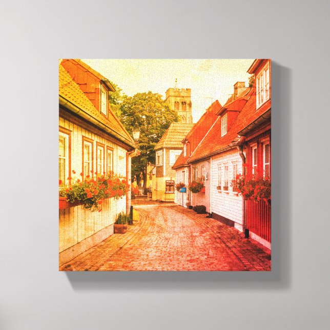 Vintage Stretage Stretage Canvas European Village  (Frente)