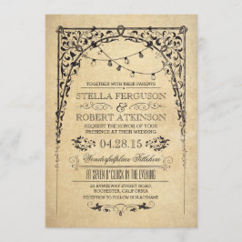 vintage string luzes arco convites para casamento