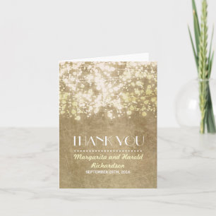 vintage string luzes casamento obrigado cartões