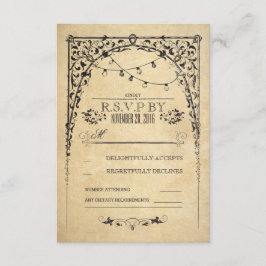 vintage string luzes do casamento RSVP